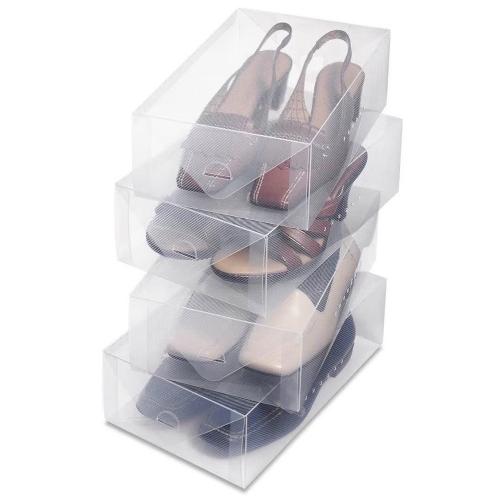 12 Clear Stackable Shoe Storage Boxes